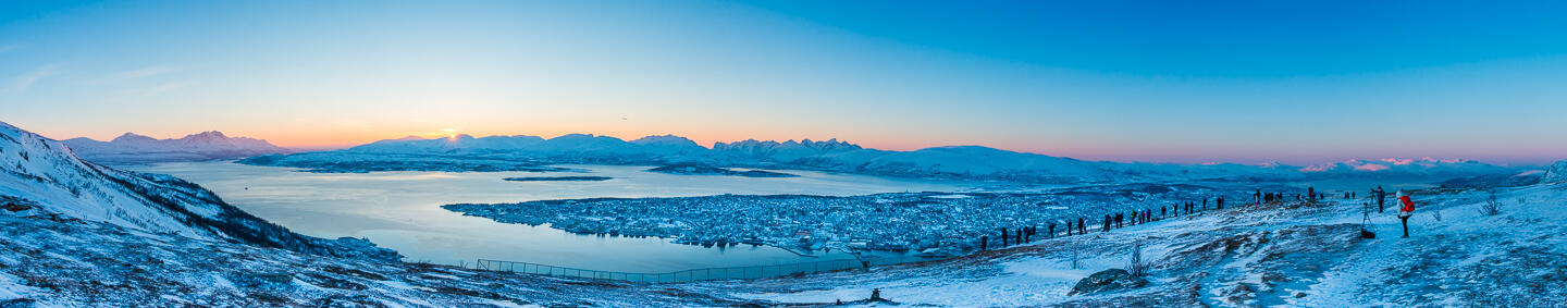 Amazing sunset over the island, Tromso, Norway.